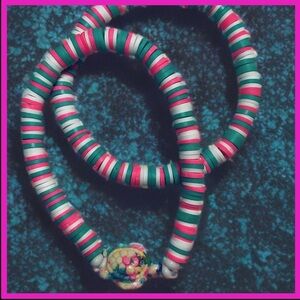 Colorful Turtle charm, clay Beaded elastic Bracelet set  ( NEW HANDMADE)